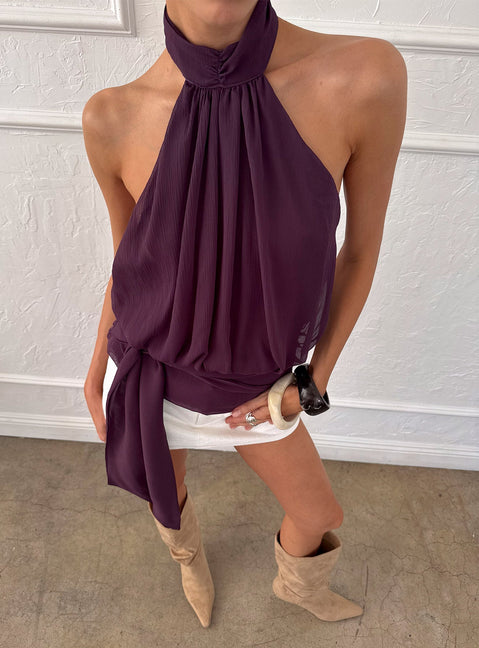Faythe Neckholder-Top mit Bindedetail Beere