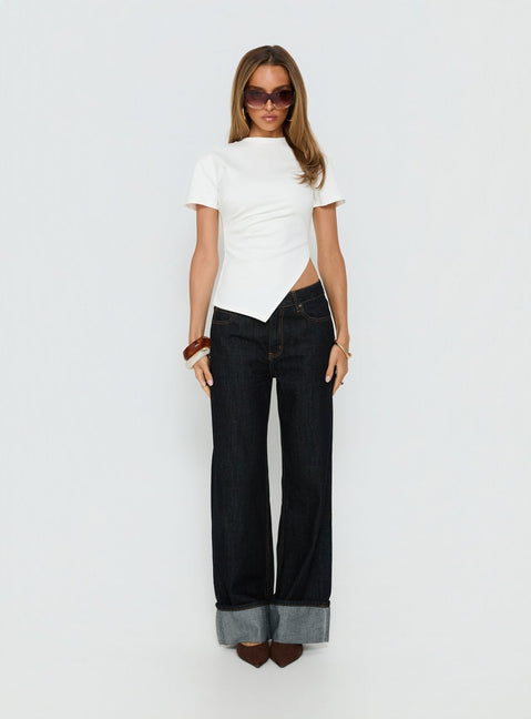 Lioxa T-Shirt mit geraffter Taille Weiß