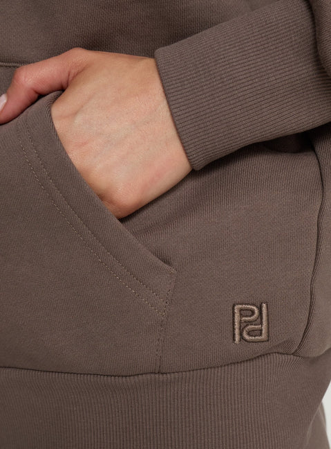 Showcasing the All Day Oversized Hoodie Mocha womens jumpers zipper detail Princess Polly