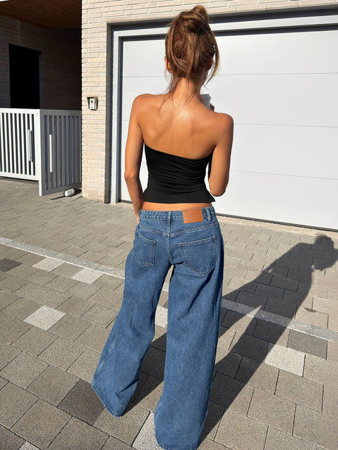 Ramos Jeans mit niedrigem Bund und weitem Bein in mittlerer Waschung