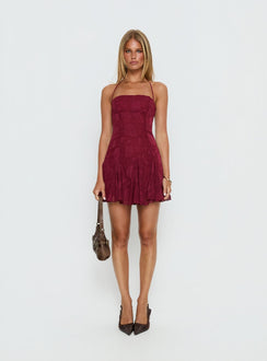 Delamere Minikleid Bordeauxrot Burnout