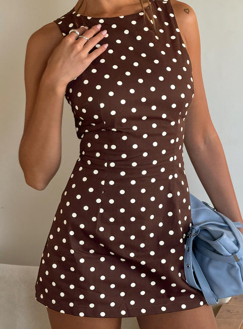 Yumiko Playsuit Braun gepunktet