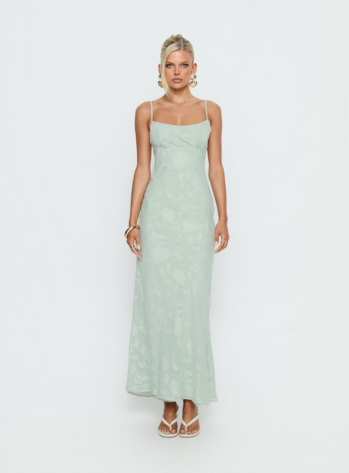 Avienna Maxi-Kleid Salbeigrün Burnout
