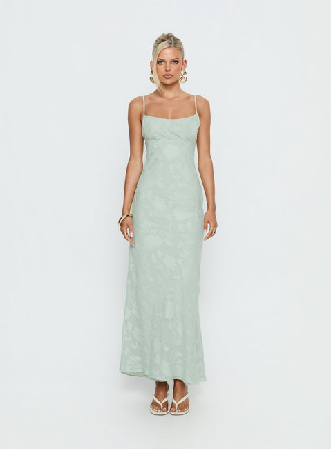 Avienna Maxi-Kleid Salbeigrün Burnout