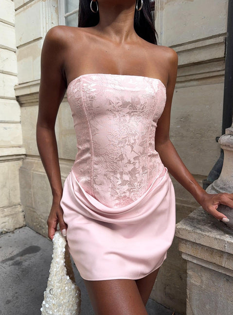 Jenevieve trägerloses Mini-Drapierkleid Rosa