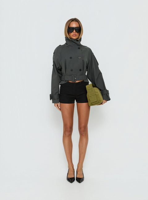 Kurzer Trenchcoat Blanc, oliv