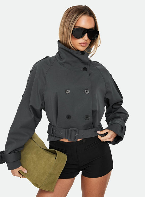 Kurzer Trenchcoat Blanc, oliv