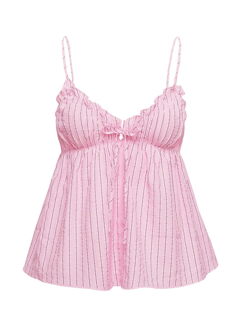 product Princess Polly Abigayle Top Pink Stripe Sleeveless V-Neck 