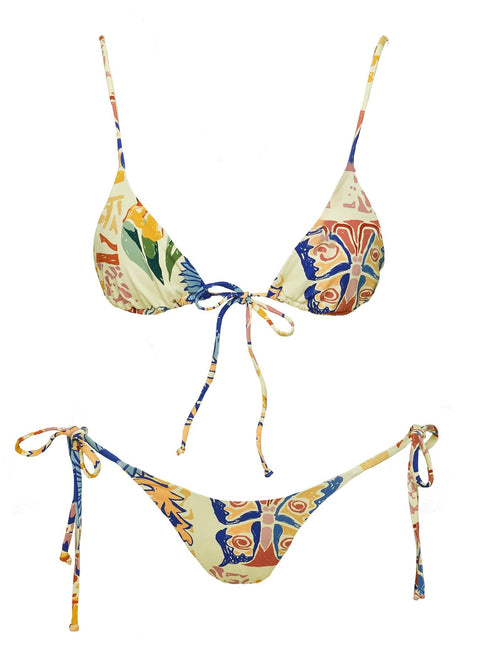 Alizzi Triangel-Bikini-Top mit Bindedetail Mehrfarbig