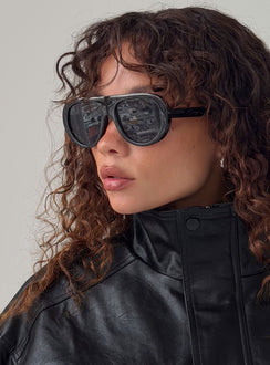 Amorra Oversized Piloten-Sonnenbrille Schwarz
