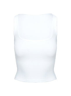 product Princess Polly Baseline Square Neck Rib Tank Top White Sleeveless Square Neck 
