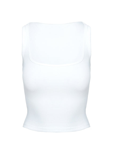 product Princess Polly Baseline Square Neck Rib Tank Top White Sleeveless Square Neck 