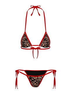 Beasley Bikinihose zum Binden Rot / Leopard