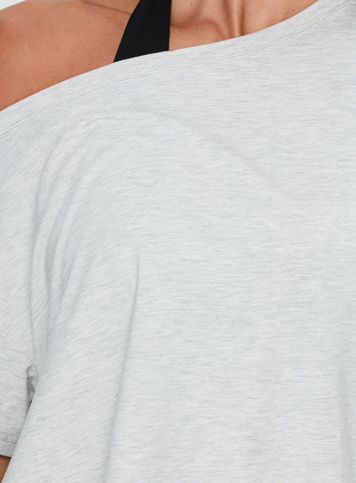 Bailea Off-Shoulder Cropped T-Shirt Grau Meliert