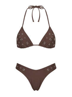 Bikinihose mit Ösendetail „Soft Summer“ Braun