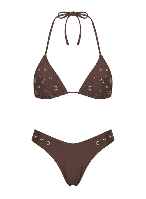 Bikinihose mit Ösendetail „Soft Summer“ Braun