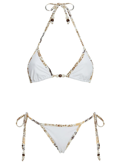 Blaylock Triangel-Bikini-Oberteil Weiß / Animal Multi