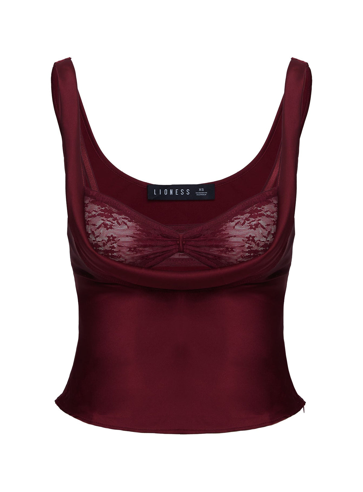 back view of model wearing Princess Polly Delilah Top Burgundy Sleeveless Plunger 