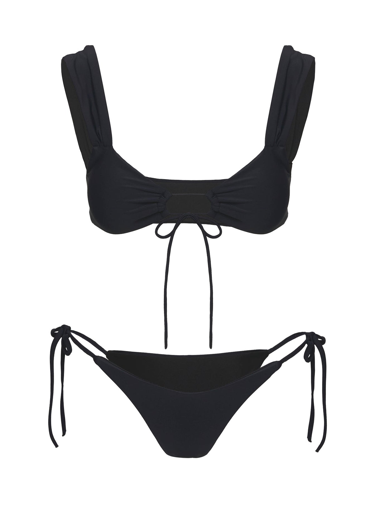 Freefall Tie-Front Bikini-Oberteil Schwarz