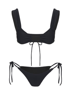 Freefall Tie-Front Bikini-Oberteil Schwarz