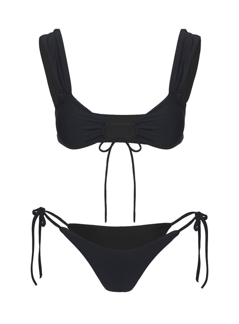 Freefall Tie-Front Bikini-Oberteil Schwarz