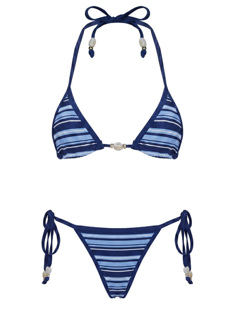 Mikaya Bikinihose zum Binden Navy Gestreift