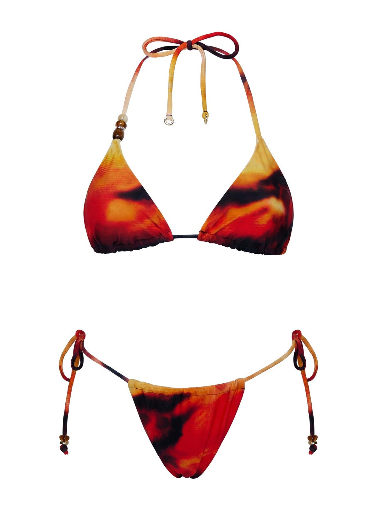 Fleura Bikinihose zum Binden mit Perlenbesatz Orange Multi
