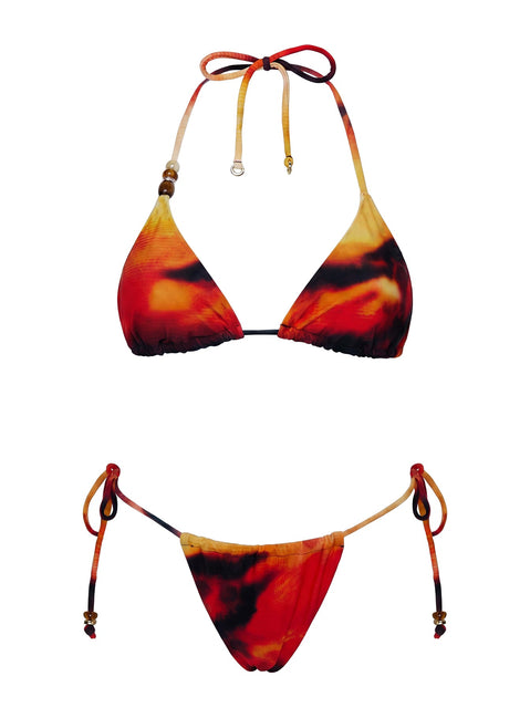 Fleura Bikinihose zum Binden mit Perlenbesatz Orange Multi