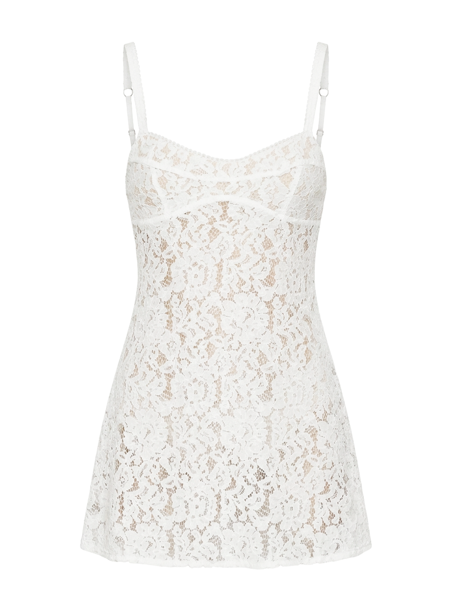 Rommi Spitzen-Babydoll-Minikleid Weiß