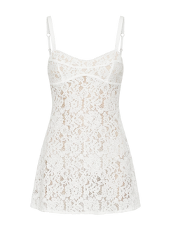 Rommi Spitzen-Babydoll-Minikleid Weiß