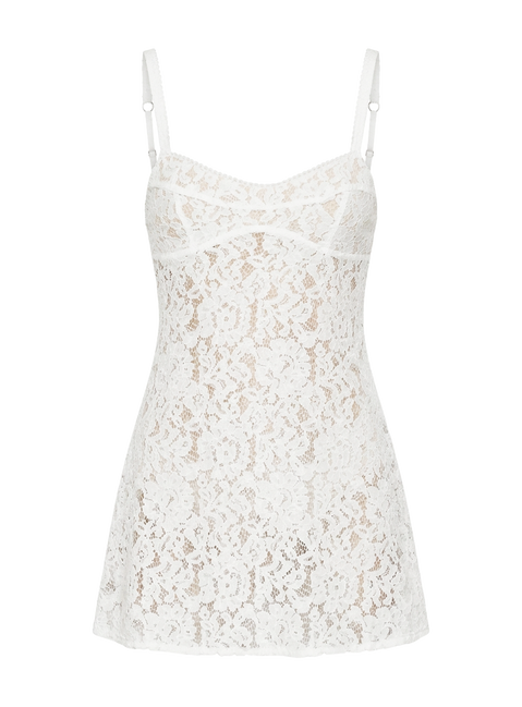 Rommi Spitzen-Babydoll-Minikleid Weiß