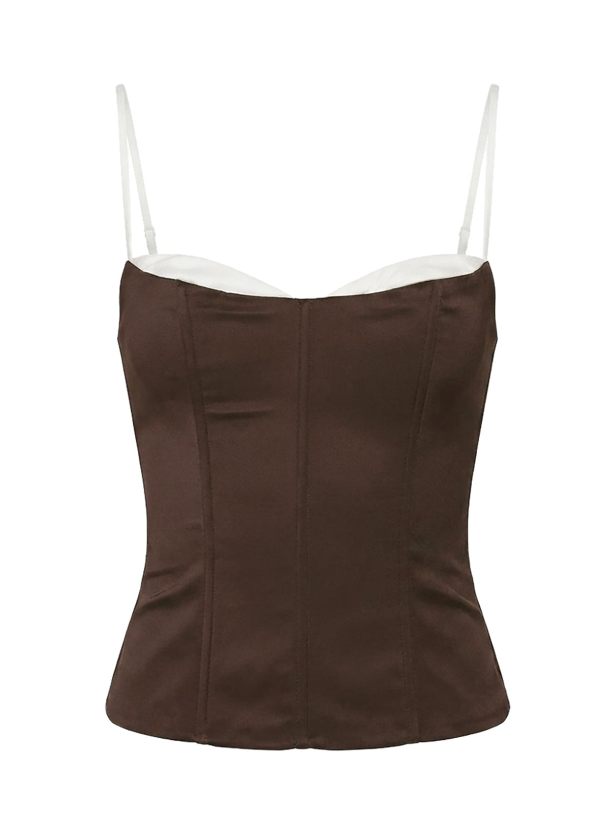 Somani Layered Korsett-Top Schokobraun / Weiß