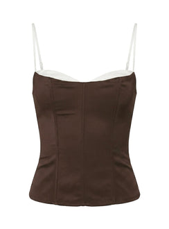 Somani Layered Korsett-Top Schokobraun / Weiß