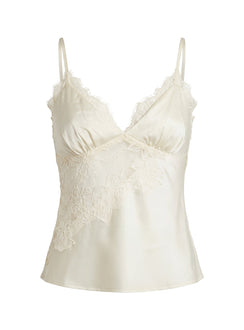 Annamari Trägertop aus Satin und Spitze, Creme