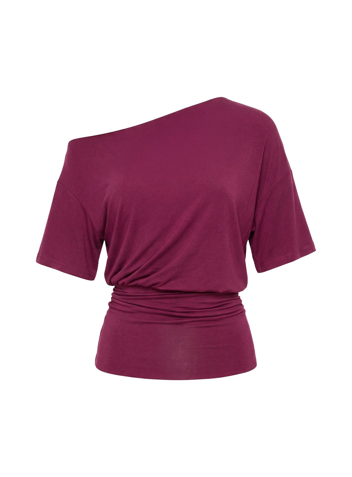 Ashlinn schulterfreies drapierte Top Kirschlack