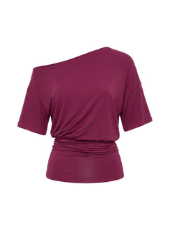 Ashlinn schulterfreies drapierte Top Kirschlack