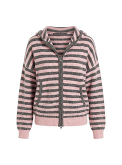 Aubry Oversized Hoodie aus Strick mit rosa Streifen