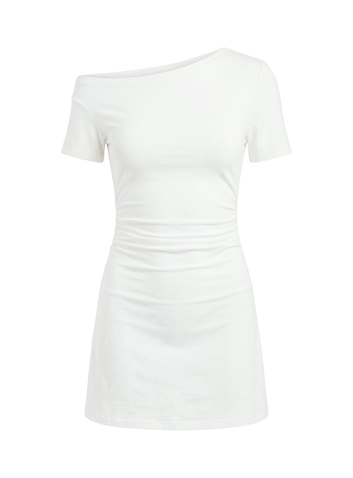 Avriana schulterfreies T-Shirt-Minikleid Weiß