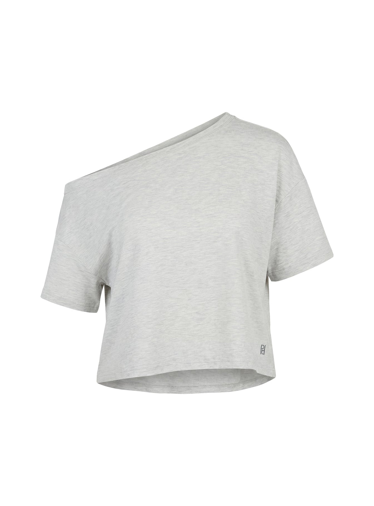 Bailea Off-Shoulder Cropped T-Shirt Grau Meliert