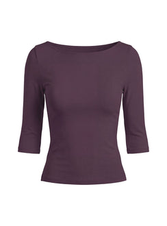 Daily Define Bootausschnitt 3/4 Arm Oberteil Aubergine