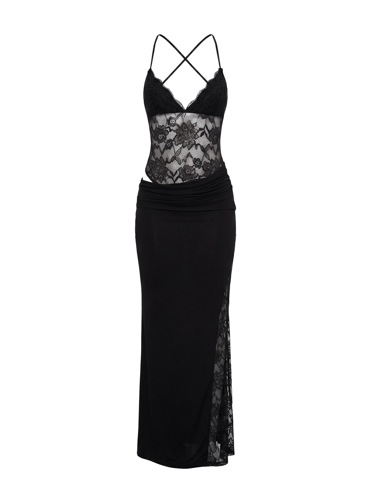 Chantella Maxikleid mit Cut Outs aus Spitze, Schwarz