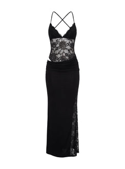 Chantella Maxikleid mit Cut Outs aus Spitze, Schwarz