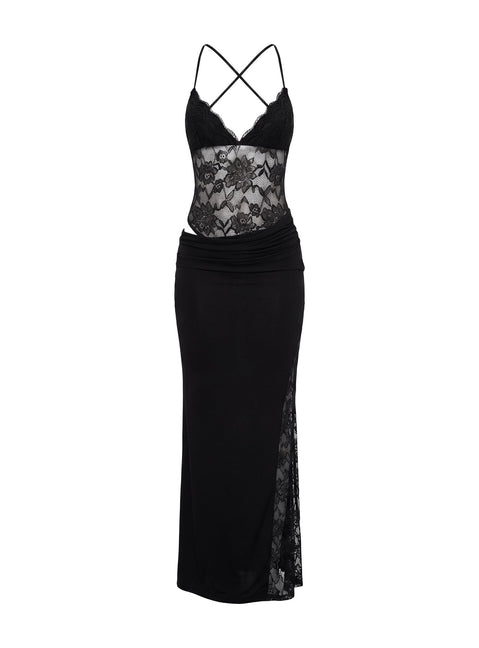 Chantella Maxikleid mit Cut Outs aus Spitze, Schwarz