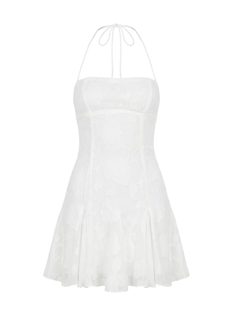 Delamere Minikleid mit Burnout-Muster in Weiß