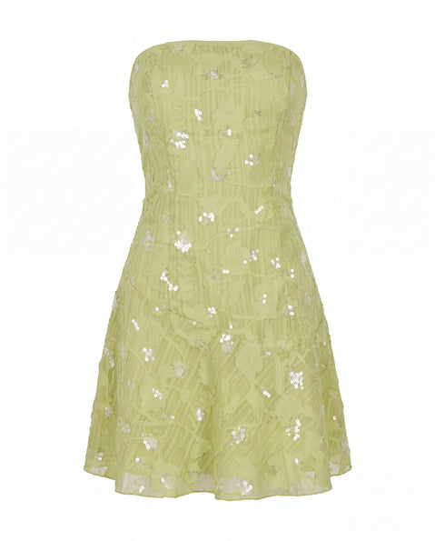 Elorra Strapless Mini Dress Green