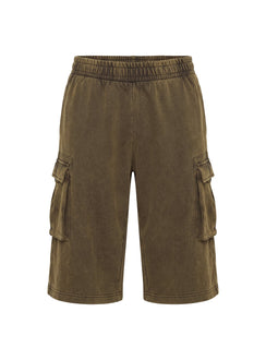 Harleah Wide Cargo Fleece Shorts Brown