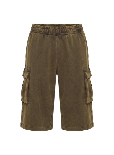 Harleah Wide Cargo Fleece Shorts Brown