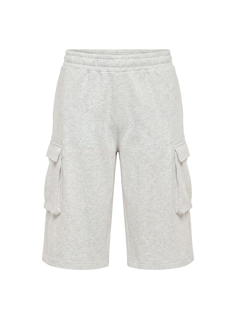 Harleah Wide Cargo Fleece Shorts Grey Marle