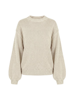 Harmony Balloon Sleeve Knit Jumper Beige