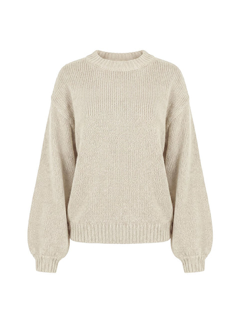 Harmony Balloon Sleeve Knit Jumper Beige
